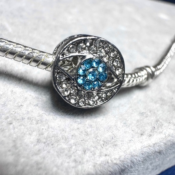 Tone Evil Eye Charm Blue Crystal Charm Bracelet fits PANDORA - Picture 7 of 9